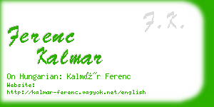 ferenc kalmar business card